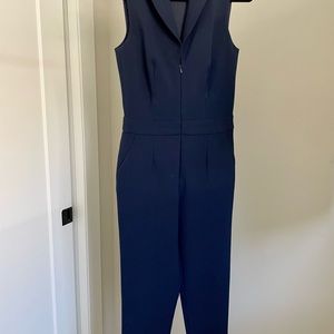 Trina Turk Emmalyn Sleeveless Zip Front Navy Blue Jumpsuit Size 0